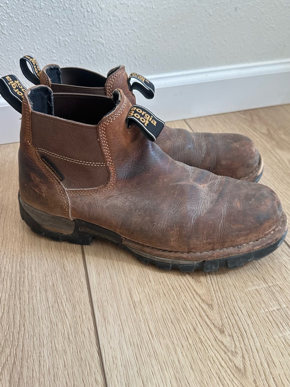 Georgia chelsey slide on boots size 9 1/2 men’s brown leather
